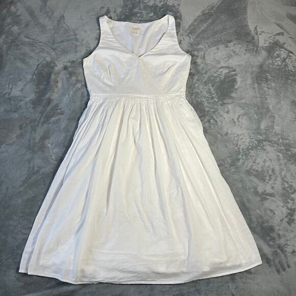 J. Crew Dresses & Skirts - J. Crew Sleeveless V-Neck Cecilia Fit & Flare Dress Size 8 Pleat Preppy Easter